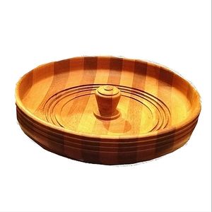 Vintage Wooden Walnut Bowl with HMQ Cracker and Pick